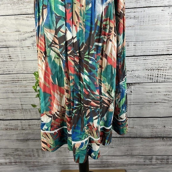 Studio West Apparel Skirt size Large Coral Green Floral Tropical Knee Hawaiian - Picture 11 of 13